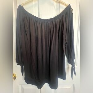 Lane Bryant Black Tie Front Relaxed Blouse